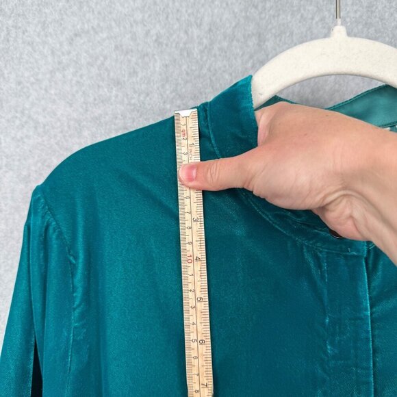 Soft Surroundings Velvet Tunic Top Blouse Size M Blue Oversized Collarless - Picture 8 of 10